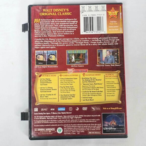 101 Dalmatians (Platinum Edition 2-Disc) [DVD] Disney - Picture 4 of 4